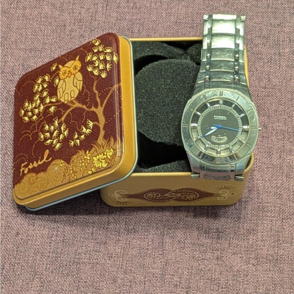 Fossil Arkitekt Automatic water resistant watch FS4108 Stainless Steel. Works.
